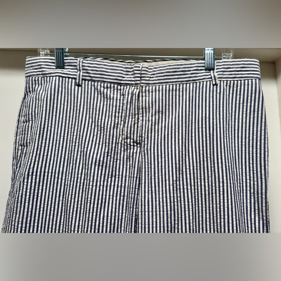Authentic Chloé Wide Leg Seersucker Pants Blue White Striped Size T 40 - Picture 2 of 11